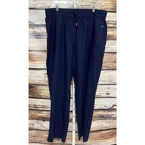 Jones New York  Navy Blue Linen Pull On Drawstring Pants Size XL New